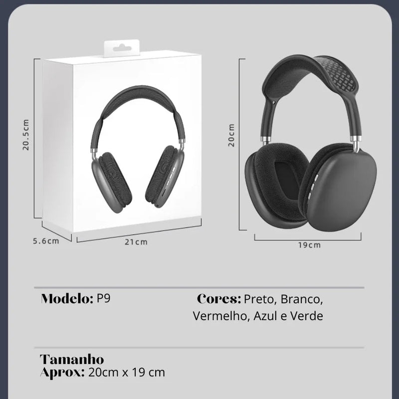 Fone de Ouvido Bluetooth P9 Air - Sem Fio – Cancelamento de Ruído – Som Cristalino